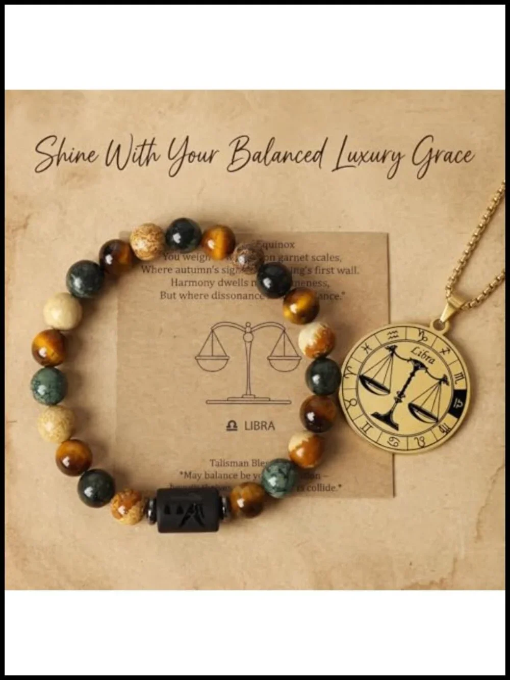 Zodiac Jewelry Set: Stainless Steel Constellation Necklace & Natural Stone